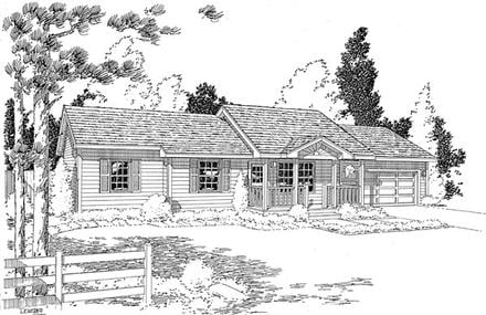 Ranch Traditional Elevation of Plan 35006