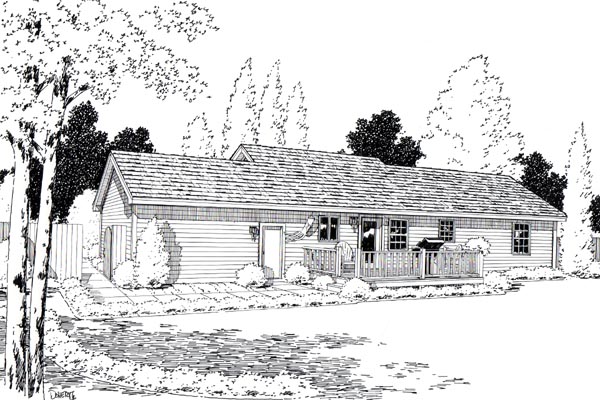 Ranch Traditional Rear Elevation of Plan 35006