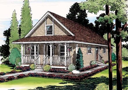 Cottage Country Narrow Lot Southern Elevation of Plan 35008