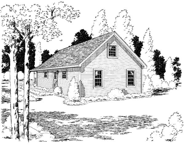 Cottage Country Narrow Lot Southern Rear Elevation of Plan 35008