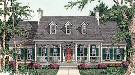 Cape Cod Country Southern Elevation of Plan 40003