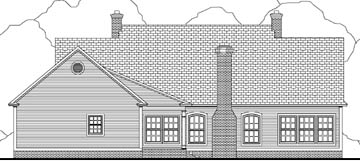 Cape Cod Country Southern Rear Elevation of Plan 40003