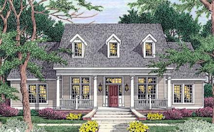 Cape Cod Country Southern Elevation of Plan 40007