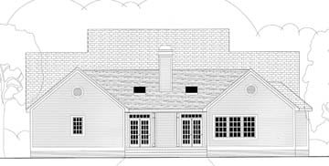 Cape Cod Country Southern Rear Elevation of Plan 40007