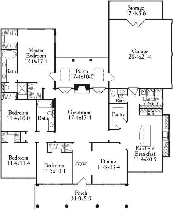 House Plan 40014 - Southern Style with 1997 Sq Ft