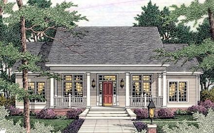 Colonial Country Southern Elevation of Plan 40014