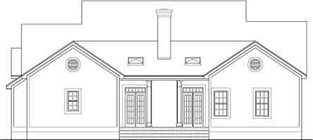 Colonial Country Southern Rear Elevation of Plan 40014