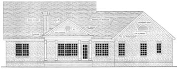 Colonial Southern Rear Elevation of Plan 40016