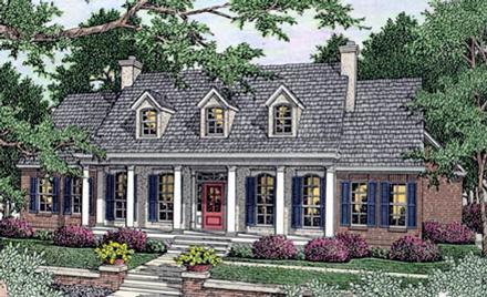 Cape Cod Colonial Southern Elevation of Plan 40018