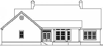 Cape Cod Colonial Southern Rear Elevation of Plan 40018