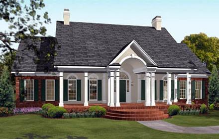 Colonial European Southern Elevation of Plan 40019