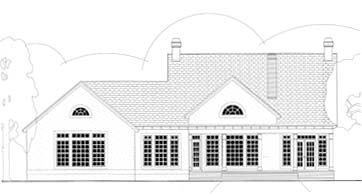 Cape Cod Colonial Rear Elevation of Plan 40020