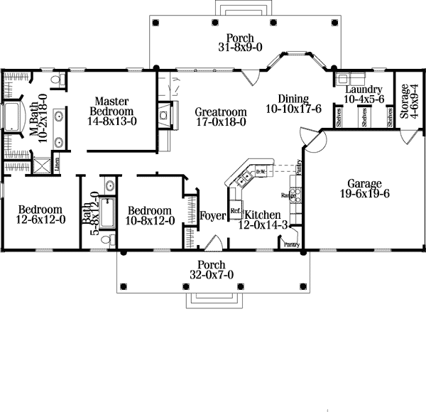 Colonial Ranch Level One of Plan 40022