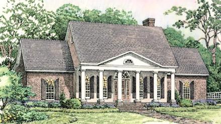 Colonial European Southern Elevation of Plan 40024