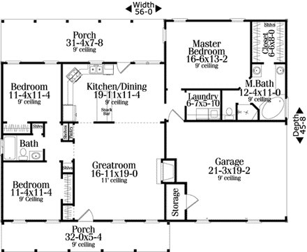 House Plan 40026 First Level Plan