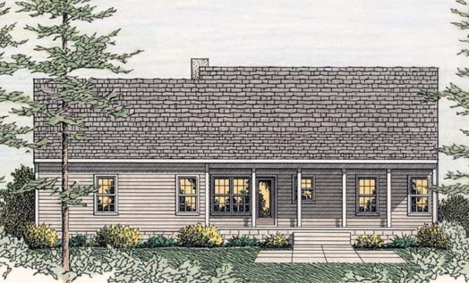 Country Ranch Rear Elevation of Plan 40026