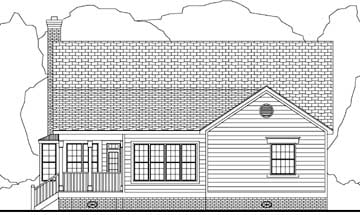 Cape Cod Country Rear Elevation of Plan 40032