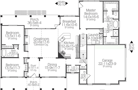 House Plan 40037 First Level Plan