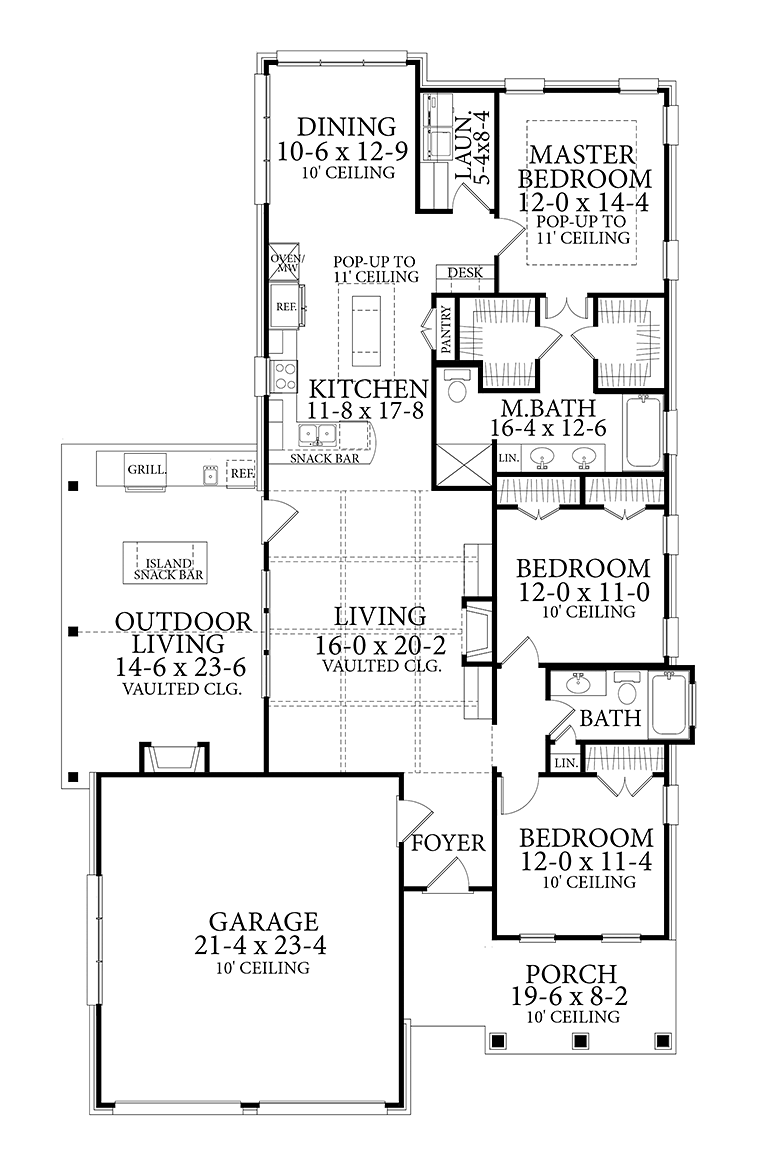 Cape Cod Coastal Cottage Country Southern Traditional Level One of Plan 40040