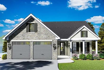 Cape Cod Coastal Cottage Country Southern Traditional Elevation of Plan 40040