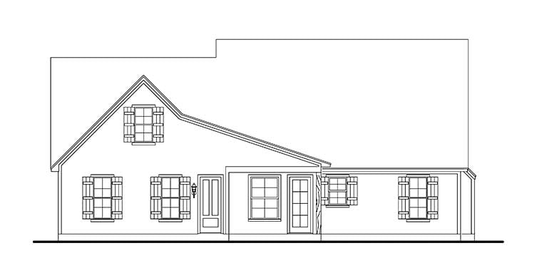 Cabin Cottage Country Farmhouse Southern Traditional Rear Elevation of Plan 40041