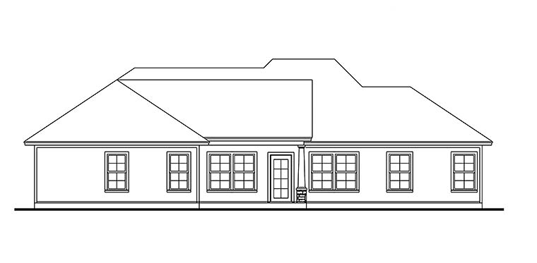 Cape Cod Cottage Country Craftsman Farmhouse Southern Traditional Rear Elevation of Plan 40042