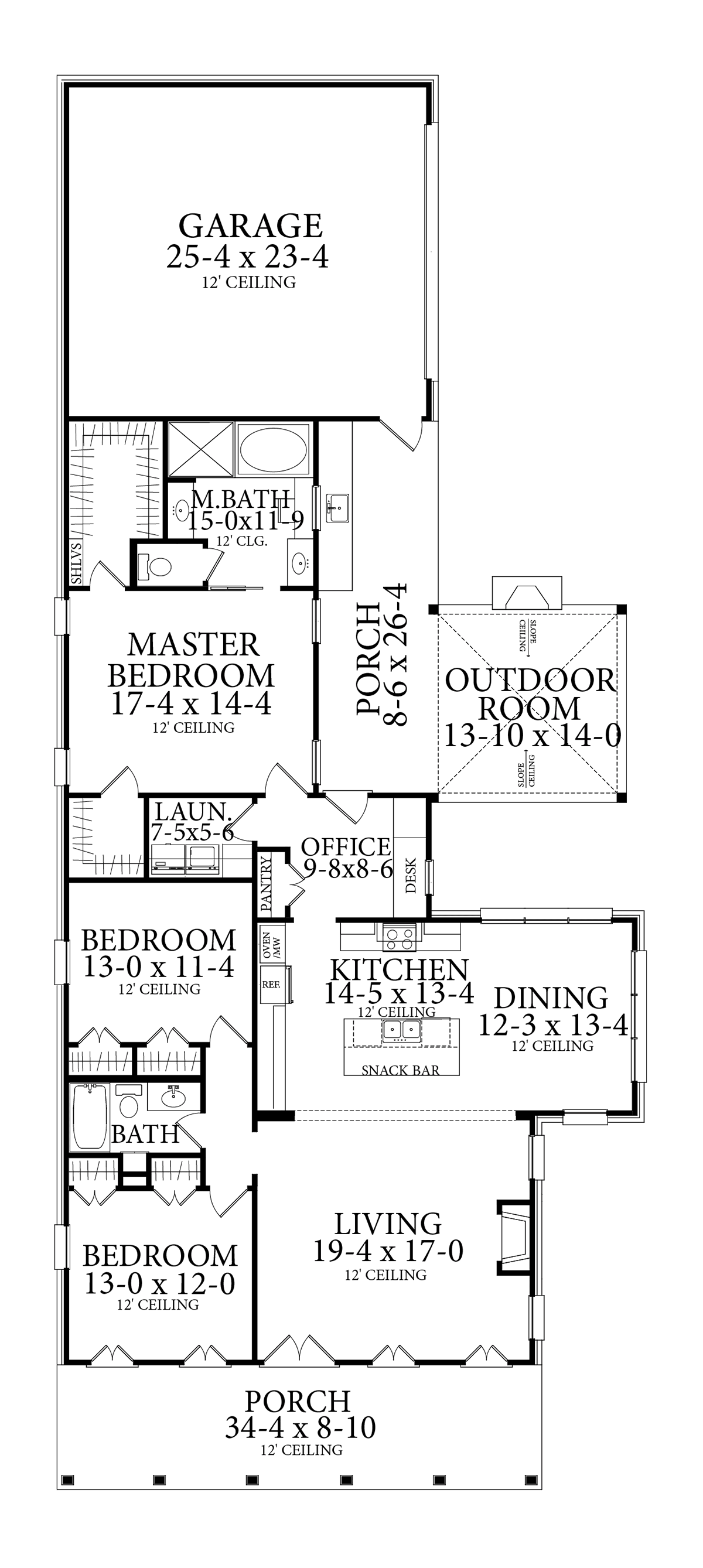 Cottage Country Southern Traditional Level One of Plan 40044