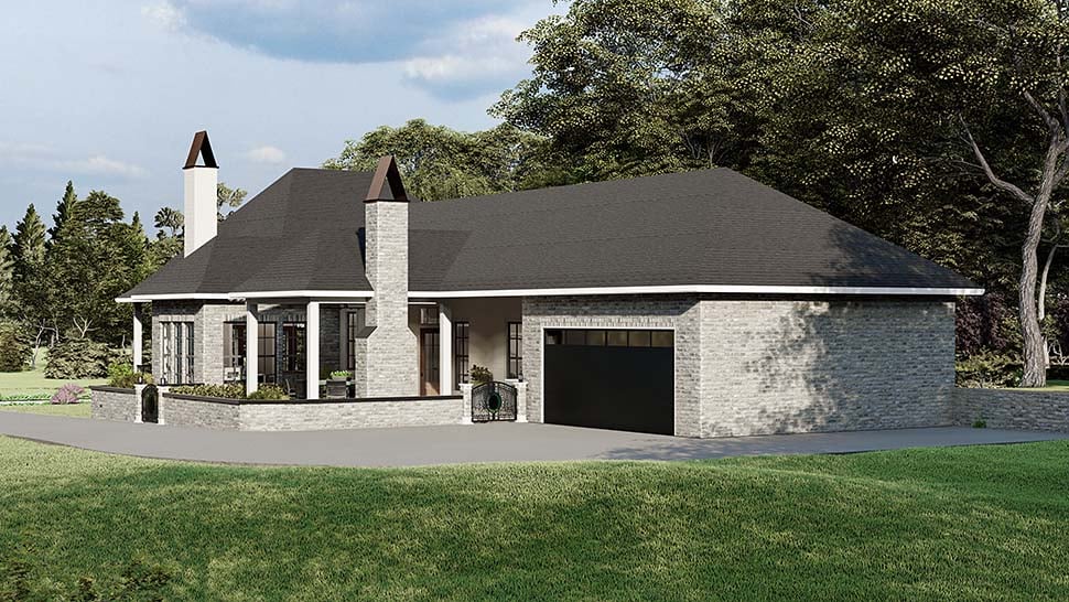 Cottage Country Southern Traditional Rear Elevation of Plan 40044