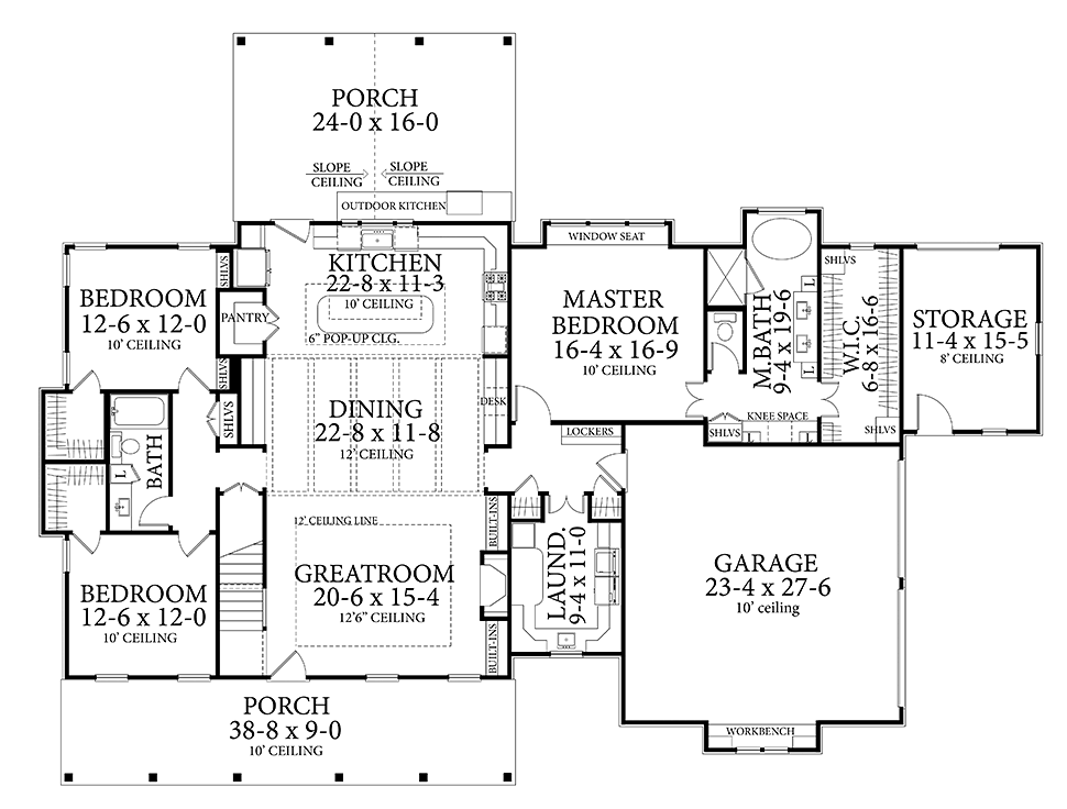 Country Farmhouse Southern Level One of Plan 40045