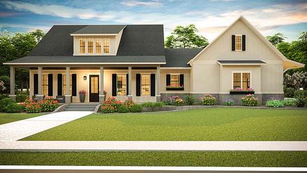 Country Farmhouse Southern Elevation of Plan 40045