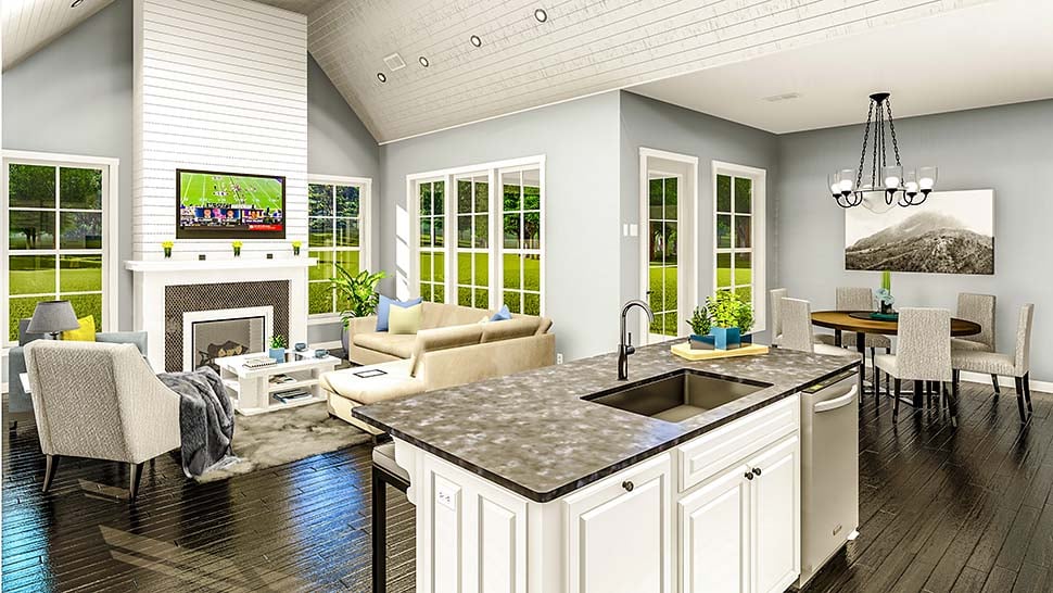 Cottage, Country, Farmhouse, French Country, Southern, Traditional Plan with 1782 Sq. Ft., 3 Bedrooms, 2 Bathrooms, 2 Car Garage Picture 12