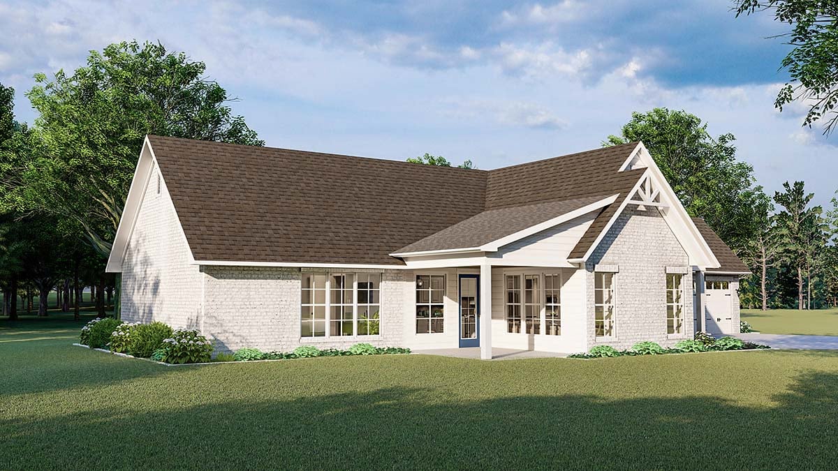 Cottage, Country, Farmhouse, French Country, Southern, Traditional Plan with 1782 Sq. Ft., 3 Bedrooms, 2 Bathrooms, 2 Car Garage Picture 3