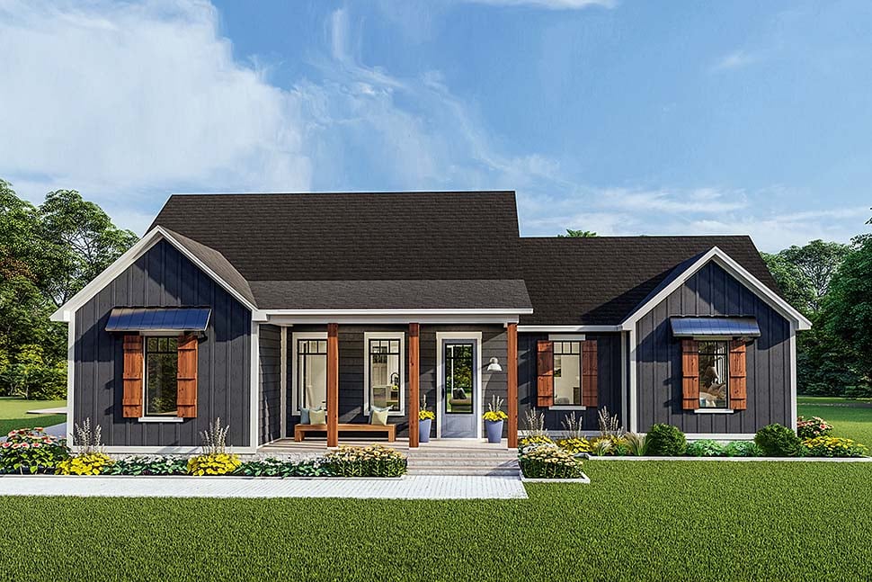 Country, Farmhouse, Ranch, Traditional Plan with 1936 Sq. Ft., 3 Bedrooms, 2 Bathrooms, 2 Car Garage Elevation