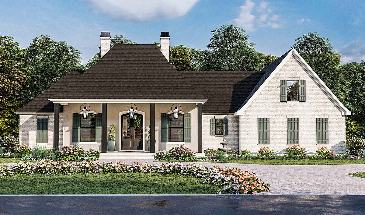 Acadian, Country, Farmhouse, French Country, Southern, Traditional Plan with 3507 Sq. Ft., 4 Bedrooms, 3 Bathrooms, 2 Car Garage Elevation