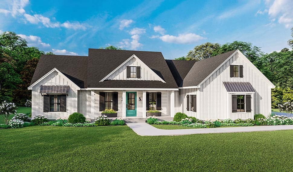 Country, Farmhouse, Ranch, Southern Plan with 2221 Sq. Ft., 4 Bedrooms, 2 Bathrooms, 2 Car Garage Picture 4