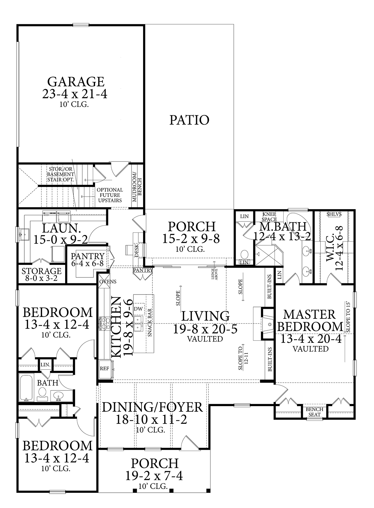 Farmhouse Southern Traditional Level One of Plan 40054