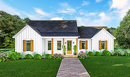 Farmhouse Southern Traditional Elevation of Plan 40054