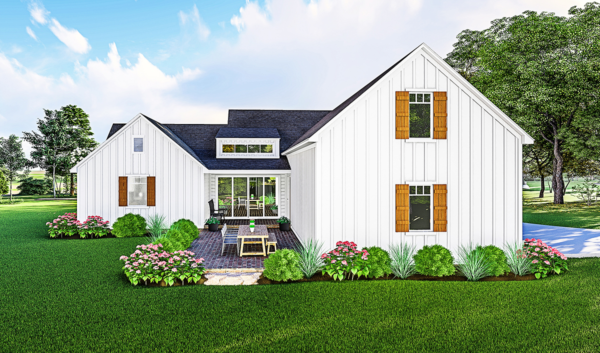 Farmhouse Southern Traditional Rear Elevation of Plan 40054