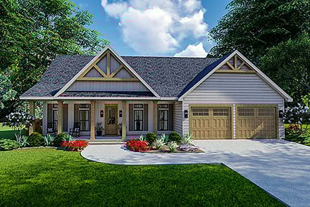 Country Craftsman Farmhouse Ranch Southern Traditional Elevation of Plan 40059