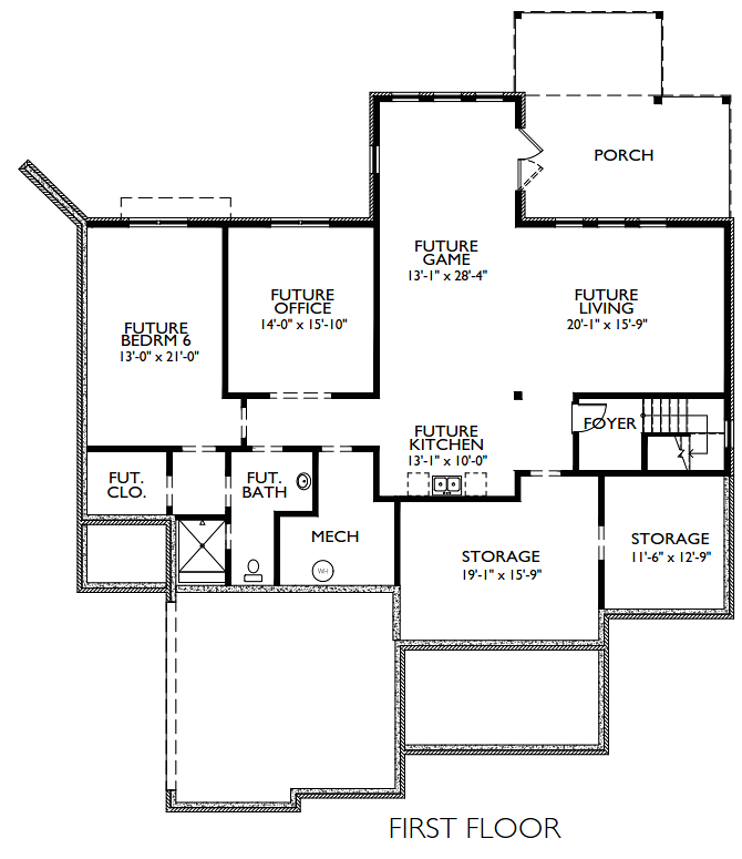Colonial Country Southern Traditional Lower Level of Plan 40102