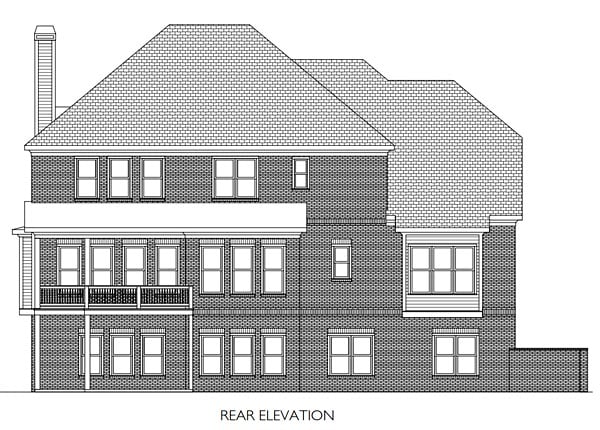 Colonial Country Southern Traditional Rear Elevation of Plan 40102