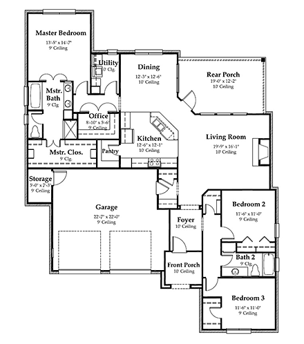 House Plan 40307 First Level Plan