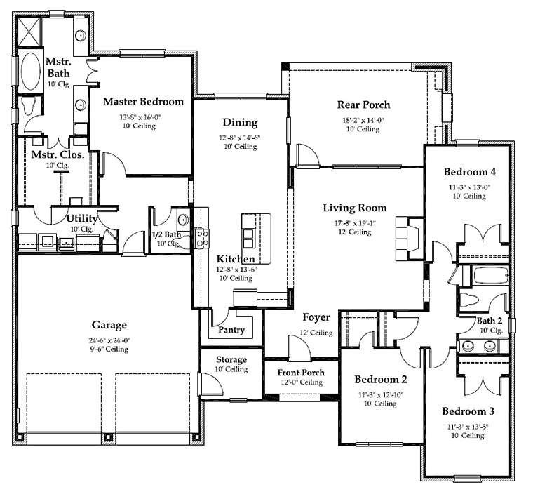 European French Country Southern Level One of Plan 40309