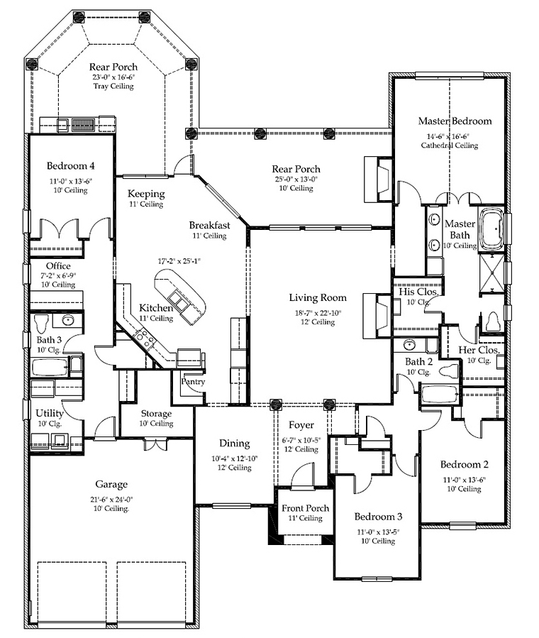 European French Country Southern Level One of Plan 40312