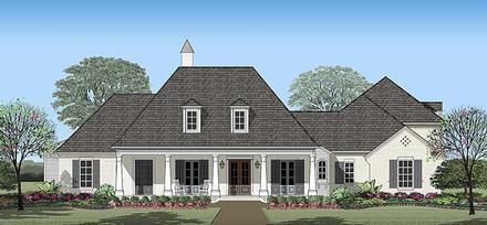 Colonial French Country Southern Elevation of Plan 40316