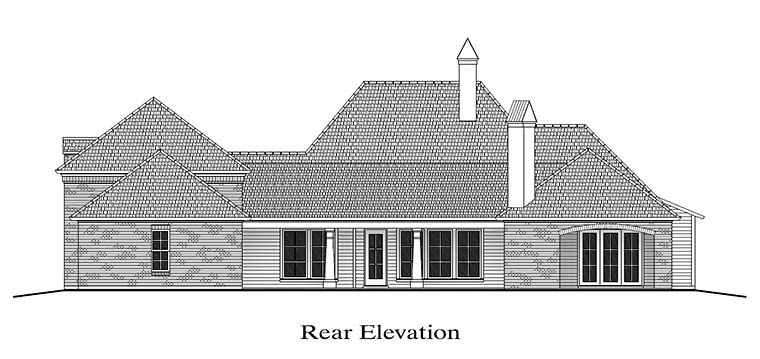 Colonial French Country Southern Rear Elevation of Plan 40316