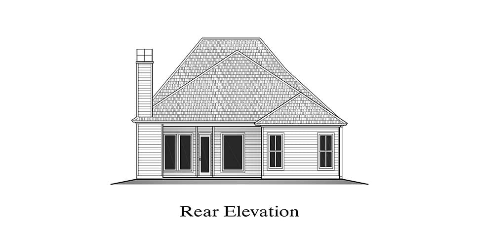 Acadian European French Country Rear Elevation of Plan 40321