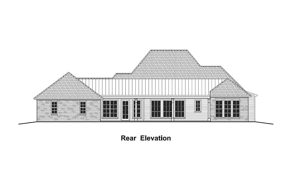 Colonial Country French Country Southern Rear Elevation of Plan 40332