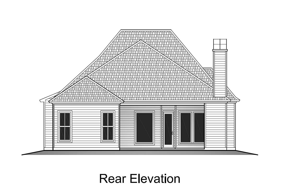 Cottage Rear Elevation of Plan 40340