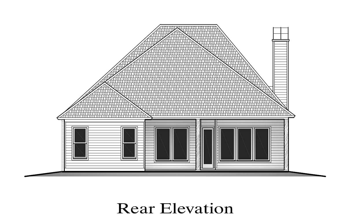 Cottage Rear Elevation of Plan 40345